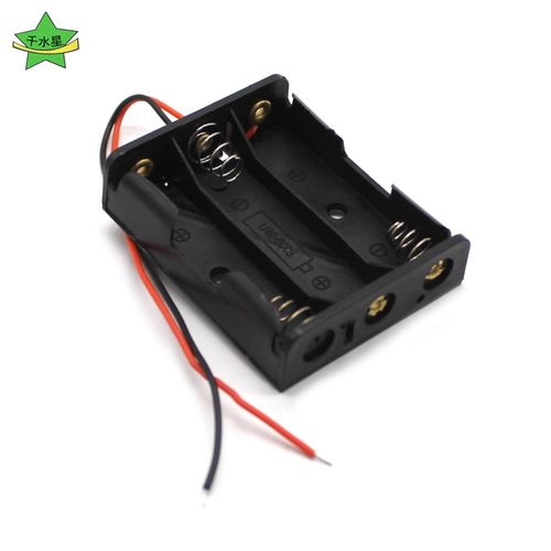 黑色5号3节电池无盖开关带线diy模型玩具四驱车零配件